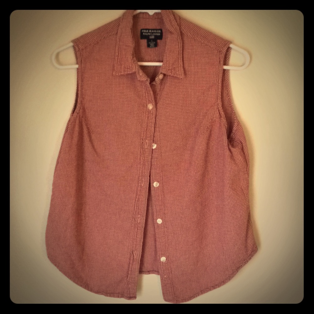 Polo Ralph Lauren red gingham sleeveless button up